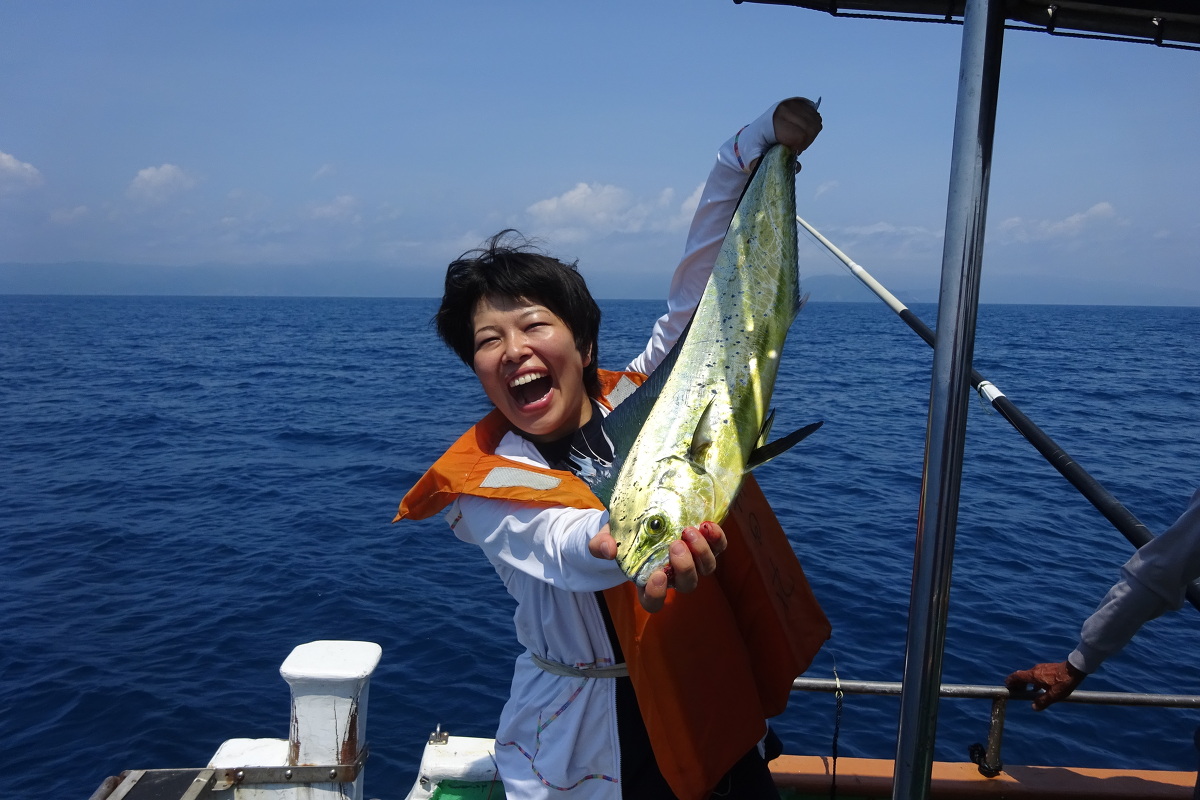 シイラを釣り上げたよ~ シイラを釣り上げたよ~